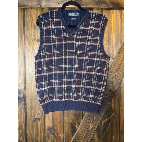 Vintage Polo Ralph Lauren Sweater Tartan Vest - Picture 1 of 5
